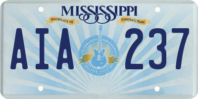 MS license plate AIA237