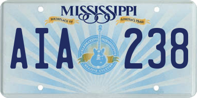 MS license plate AIA238