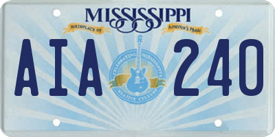 MS license plate AIA240