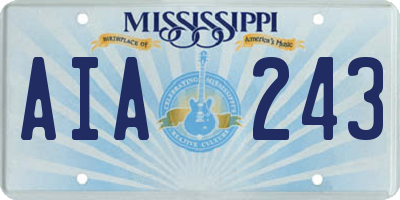 MS license plate AIA243