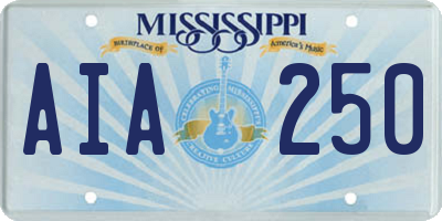 MS license plate AIA250