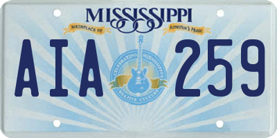 MS license plate AIA259