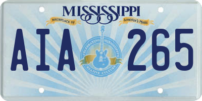 MS license plate AIA265
