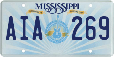 MS license plate AIA269