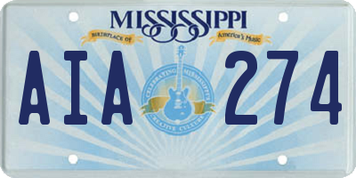 MS license plate AIA274
