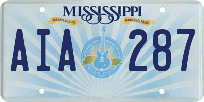 MS license plate AIA287