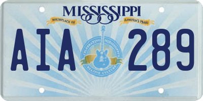 MS license plate AIA289