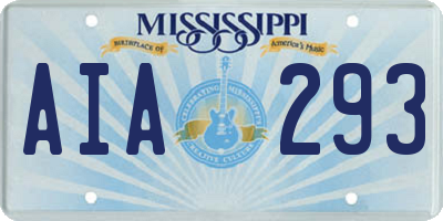 MS license plate AIA293