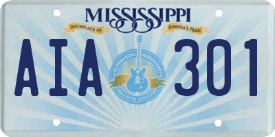 MS license plate AIA301