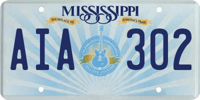 MS license plate AIA302