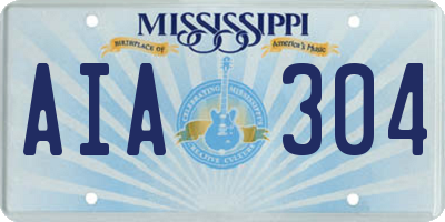 MS license plate AIA304