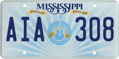 MS license plate AIA308