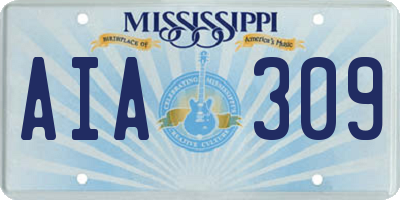 MS license plate AIA309