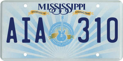 MS license plate AIA310
