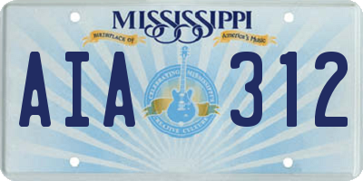 MS license plate AIA312