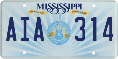 MS license plate AIA314