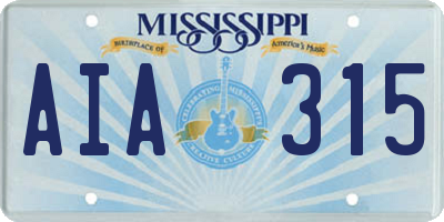 MS license plate AIA315