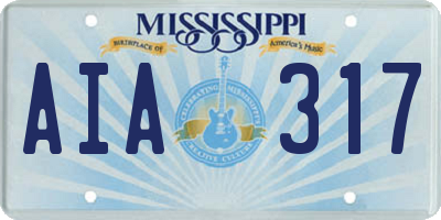 MS license plate AIA317
