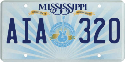 MS license plate AIA320