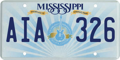 MS license plate AIA326