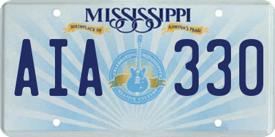MS license plate AIA330