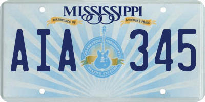 MS license plate AIA345