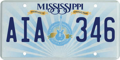 MS license plate AIA346