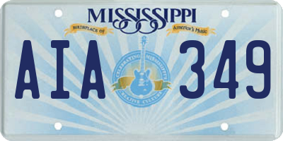 MS license plate AIA349