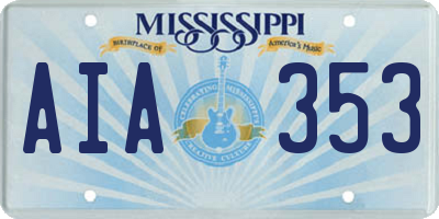 MS license plate AIA353