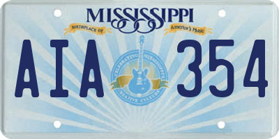 MS license plate AIA354