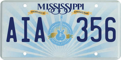 MS license plate AIA356
