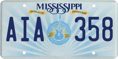 MS license plate AIA358
