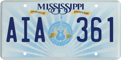 MS license plate AIA361