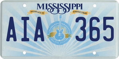 MS license plate AIA365