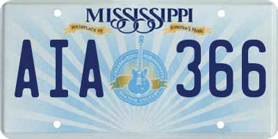 MS license plate AIA366