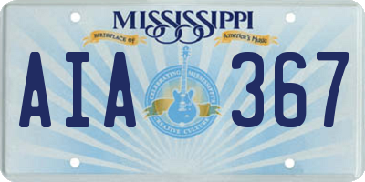 MS license plate AIA367