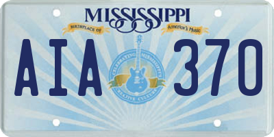MS license plate AIA370