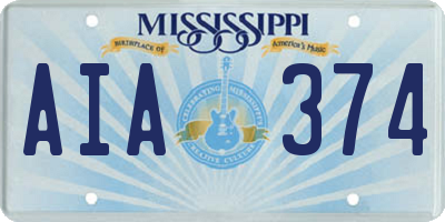 MS license plate AIA374