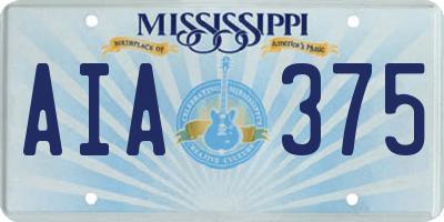 MS license plate AIA375