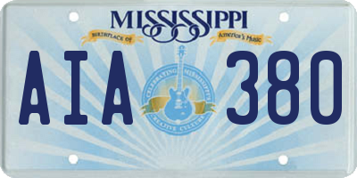 MS license plate AIA380