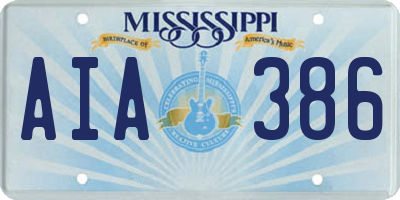 MS license plate AIA386