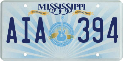 MS license plate AIA394