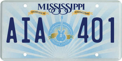 MS license plate AIA401