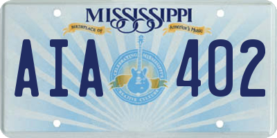 MS license plate AIA402