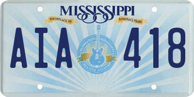 MS license plate AIA418