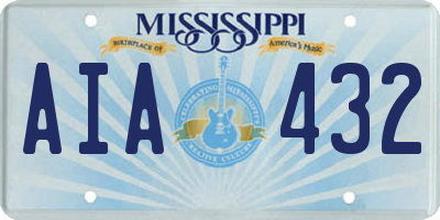 MS license plate AIA432