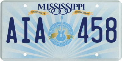 MS license plate AIA458