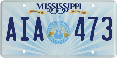 MS license plate AIA473
