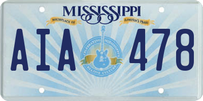 MS license plate AIA478