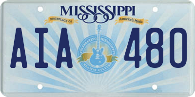 MS license plate AIA480